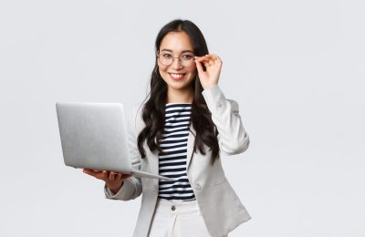 business-finance-employment-female-successful-entrepreneurs-concept-confident-smiling-asian-businesswoman-office-worker-white-suit-glasses-using-laptop-help-clients